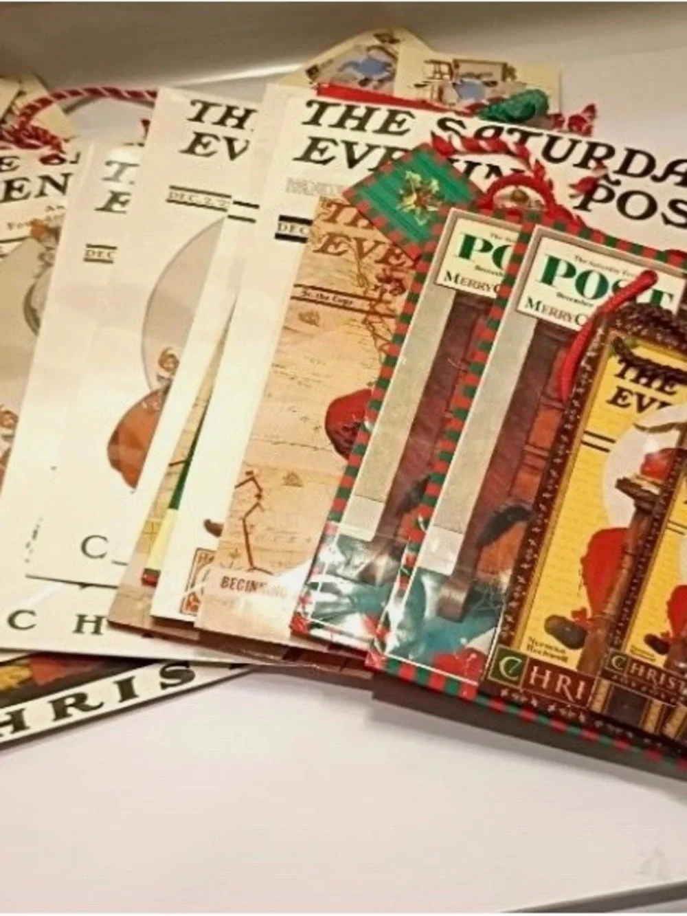 Bundle of 17 Vintage Norman Rockwell Christmas Gift Bags - Various sizes